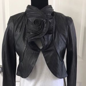 BCBGMaxAzria Leather Bolero Jacket Size Small